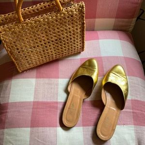 Ralph Lauren Vintage Gold Leather Flat Mules